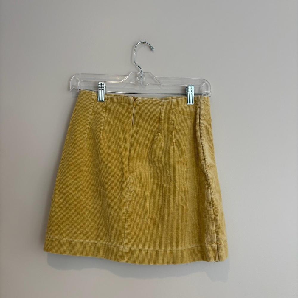 Altar'd State Tan Asymmetrical Corduroy Button Skirt - Picture 2 of 5